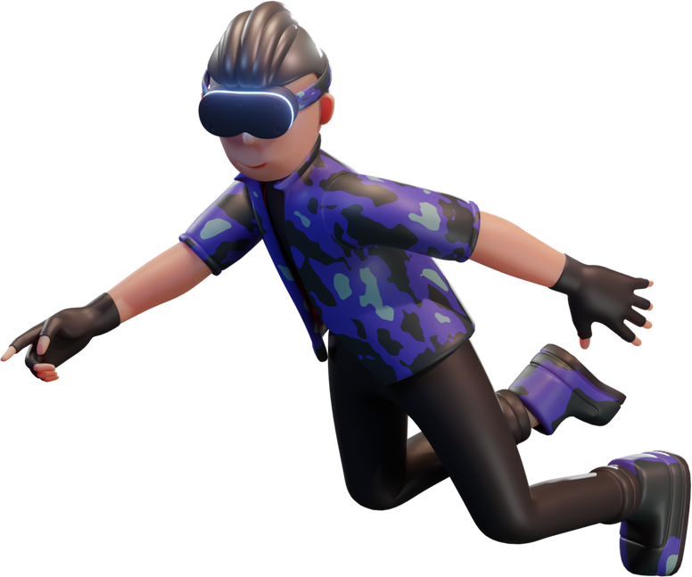 3D Man with Virtual Reality Glasses